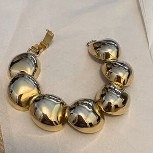 Vintage 1980s gold chunky smooth curved links Bracelet gold tone